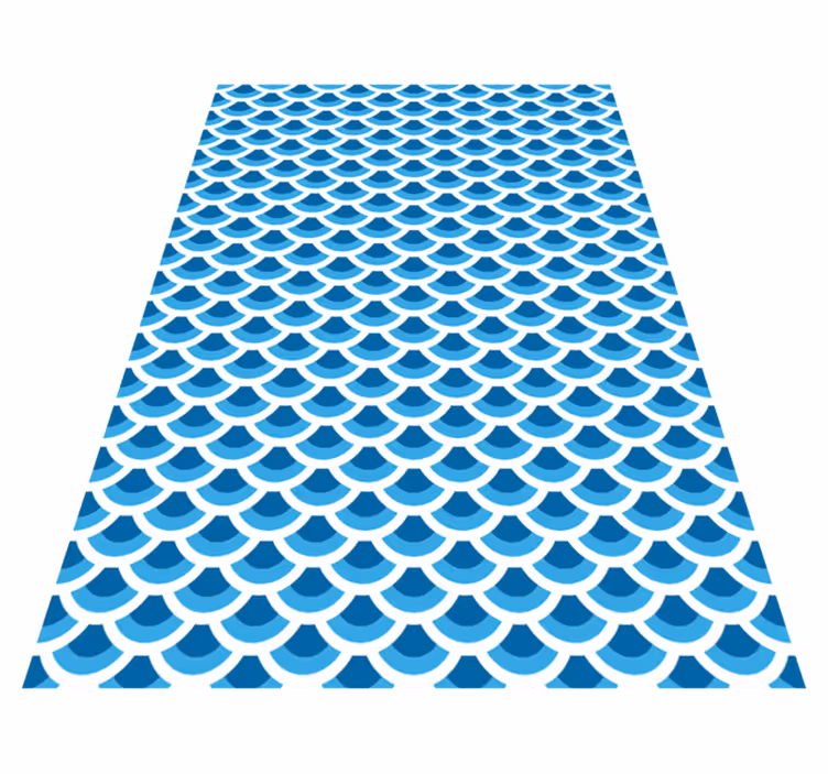 Alfombra vinílica imitación patrón escamas azules - TenVinilo