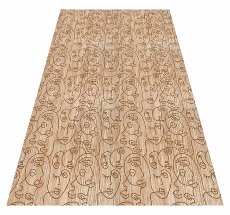 Alfombra vinílica imitación mujeres dibujadas en beige - TenVinilo