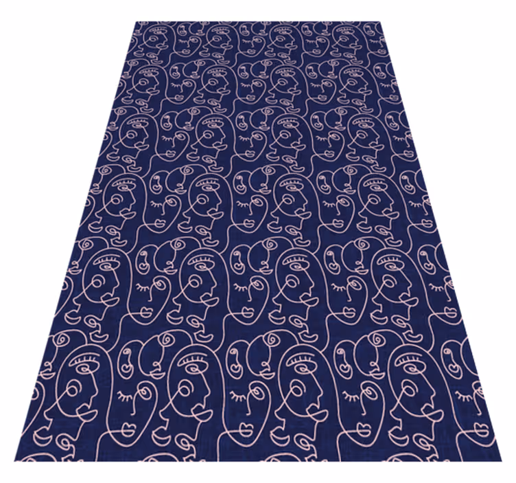 Alfombra vinílica imitación mujeres dibujadas en azul - TenVinilo