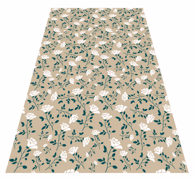 Alfombra vinílica vintage de patrón rosa blanco - TenVinilo