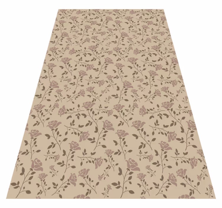 Alfombra vinílica vintage patrón rosa vintage marrón - TenVinilo