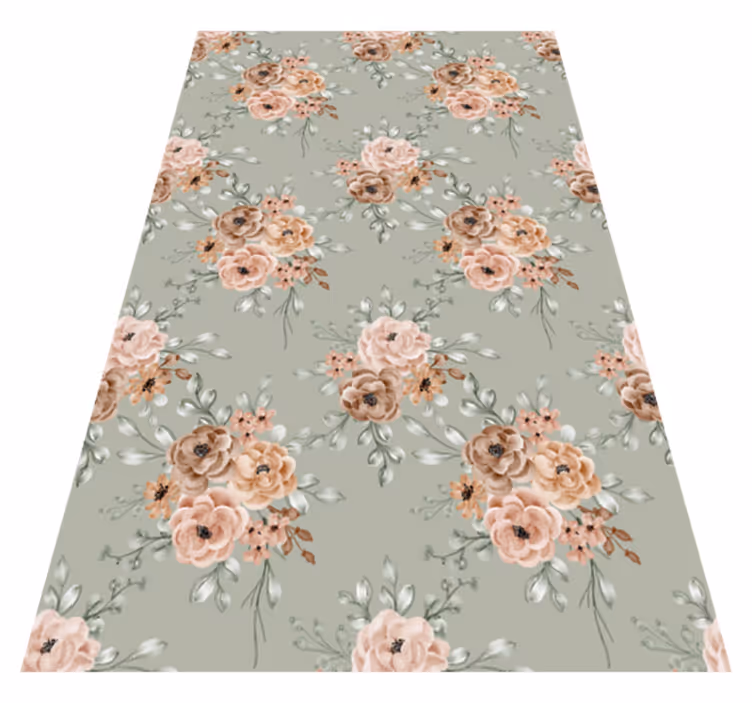 Alfombra vinílica vintage rosas vintage sobre fondo menta - TenVinilo