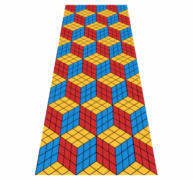 Alfombra vinílica vintage patrón cubo rubik original - TenVinilo