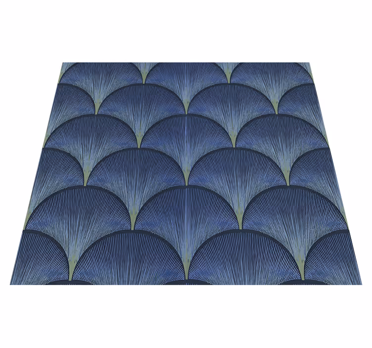 Alfombra vinílica vintage abanicos azules art déco 1920 - TenVinilo