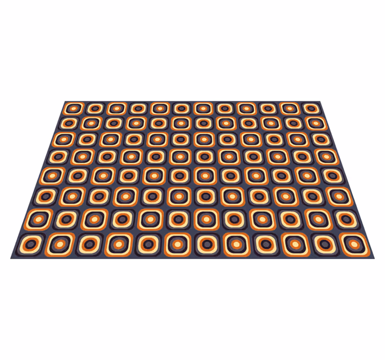 Alfombra vinílica vintage cuadrados circulares 70s - TenVinilo