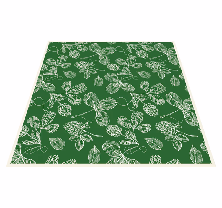 Alfombra vinílica vintage patrón rama de magnolia verde - TenVinilo