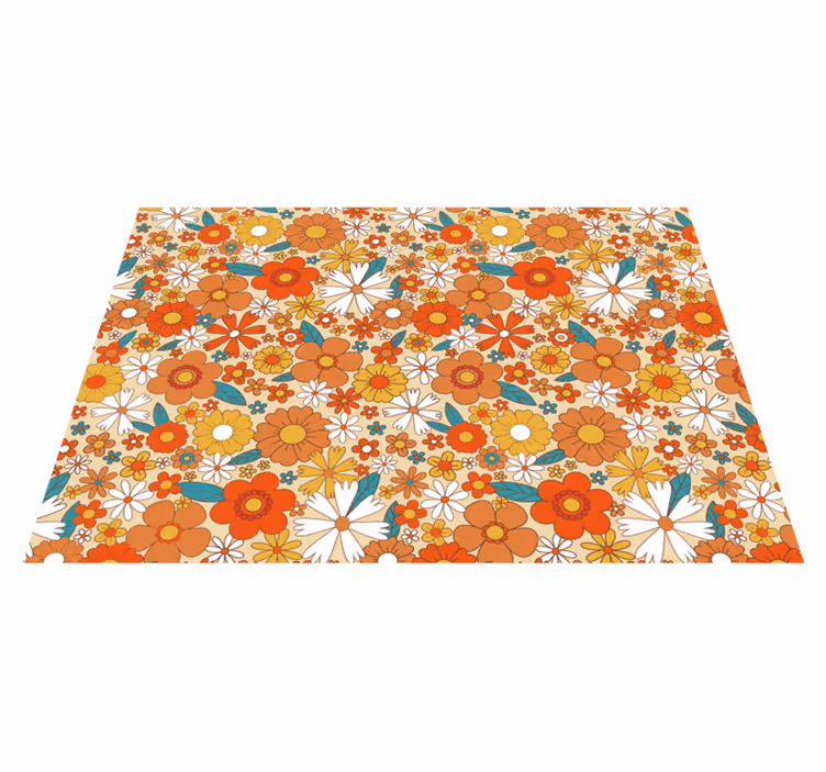 Alfombra vinílica vintage flores multicolor 70's - TenVinilo