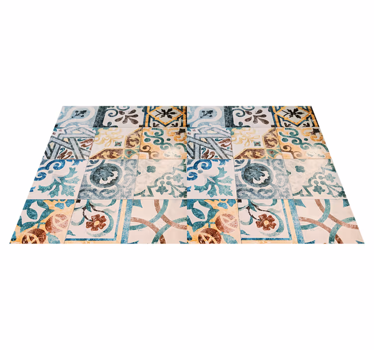 Alfombra vinílica vintage con patrón mosaico retro - TenVinilo