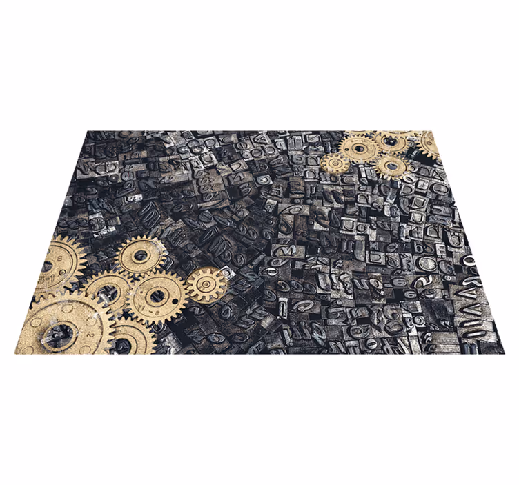 Alfombra vinílica vintage 3d retro nostálgico engranaje - TenVinilo