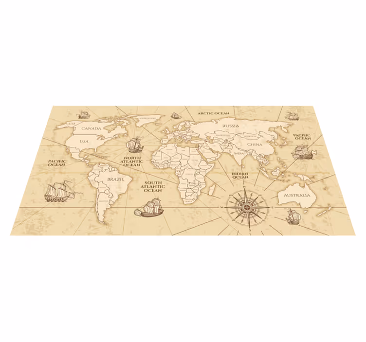 Alfombra de vinilo mapamundi mural de mundo sepia - TenVinilo