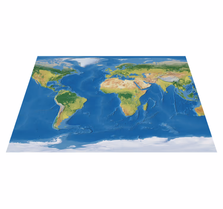 Alfombra de vinilo mapamundi mapa mundi realista - TenVinilo