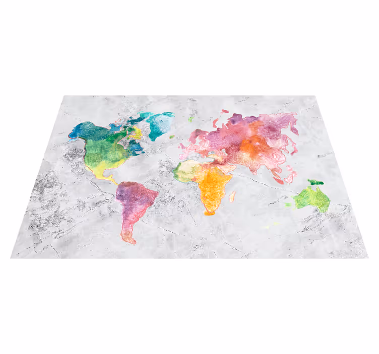 Alfombra de vinilo mapamundi aspecto piedra colorido - TenVinilo
