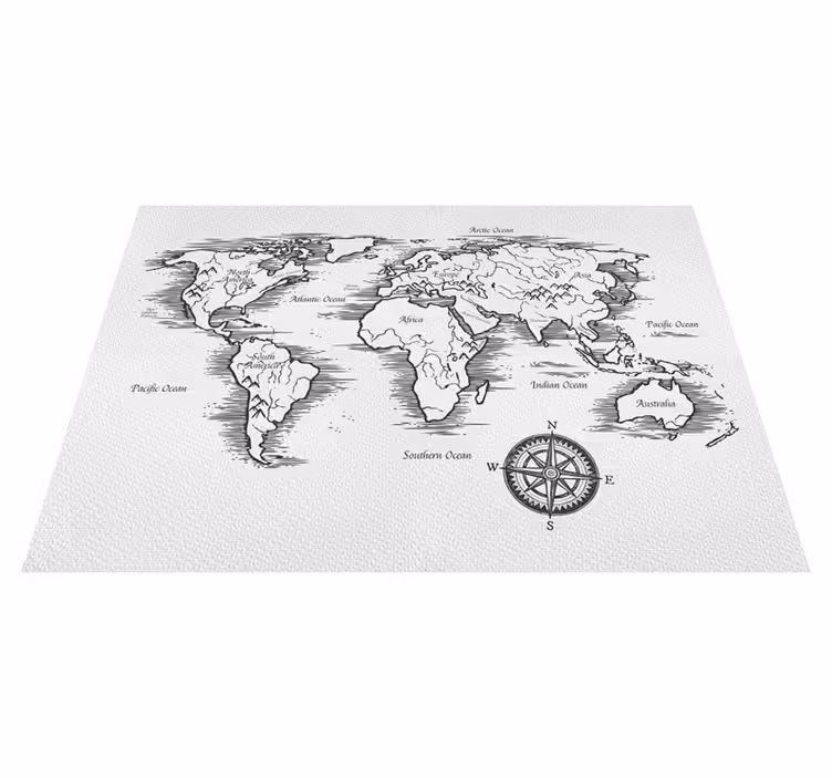Alfombra de vinilo mapamundi dibujo de mapamundi elegante - TenVinilo