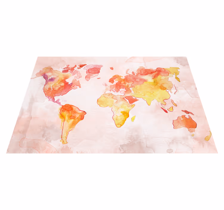 Alfombra de vinilo mapamundi acuarela pastel - TenVinilo