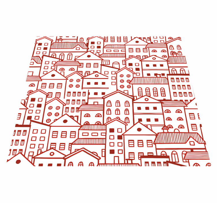 Alfombra vinílica imitación efecto cómic ciudad moderna - TenVinilo