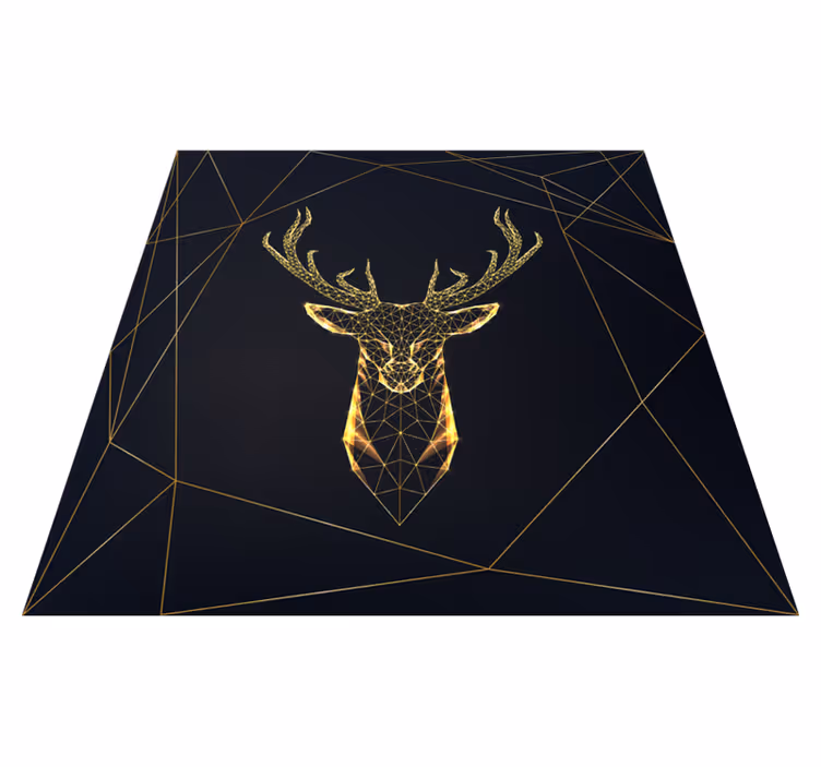 Alfombra de vinilo geométrica ciervo geométrico dorado - TenVinilo