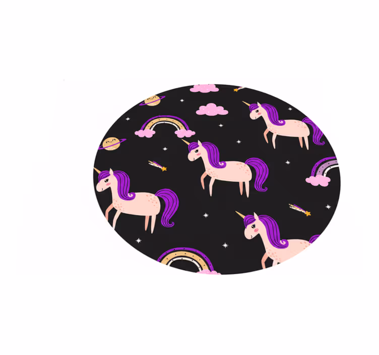 Alfombra de vinilo infantil unicornios artísticos oscuros - TenVinilo