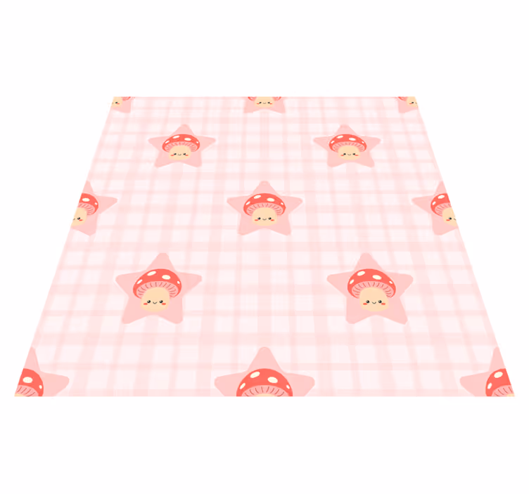 Alfombra de vinilo infantil con patrón de setas rosas - TenVinilo