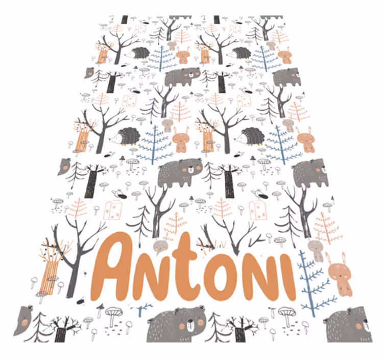 Alfombra de vinilo infantil bosque escandinavo con animales - TenVinilo