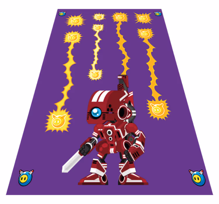 Alfombra vinílica de juegos infantil robot despegando - TenVinilo