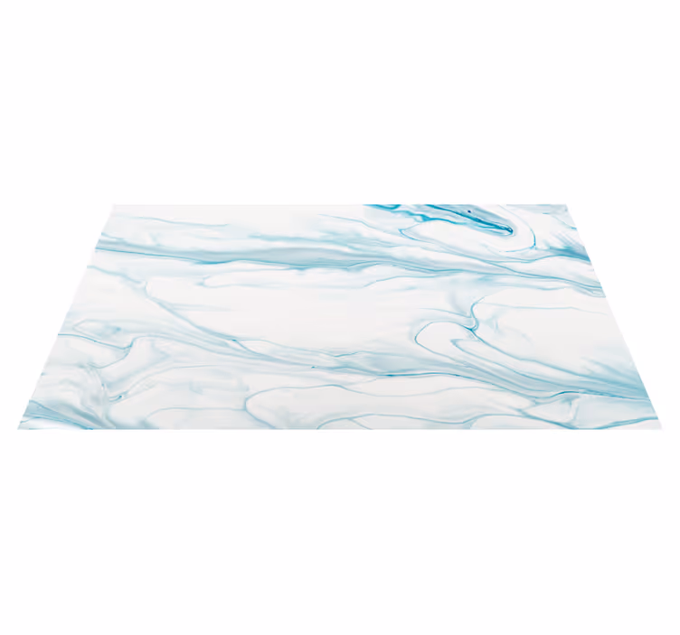 Alfombra vinílica recibidor mármol azul claro y blanco - TenVinilo
