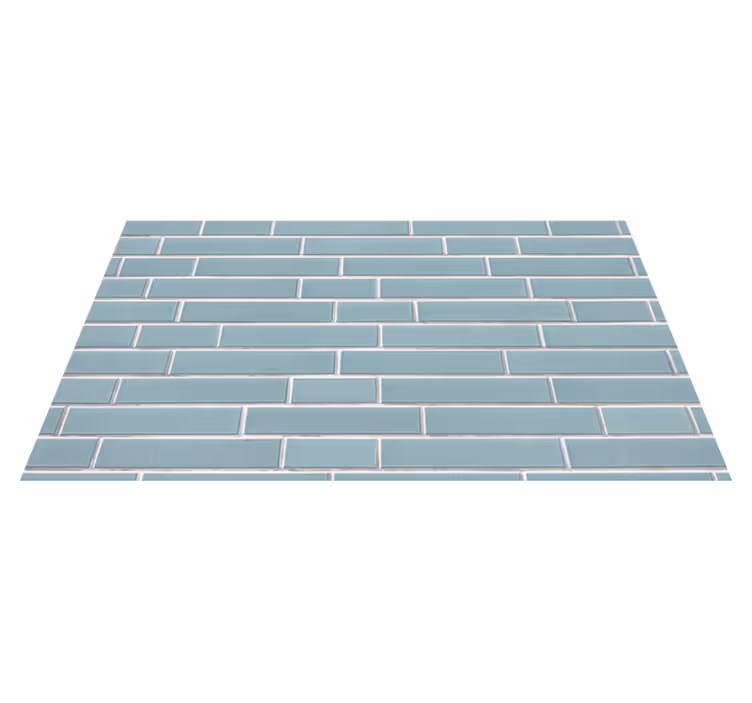 Alfombra vinílica recibidor patrón de ladrillos azul claro - TenVinilo