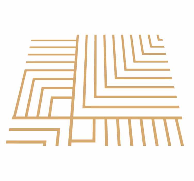 Alfombra vinílica salón geometría blanca y dorada - TenVinilo