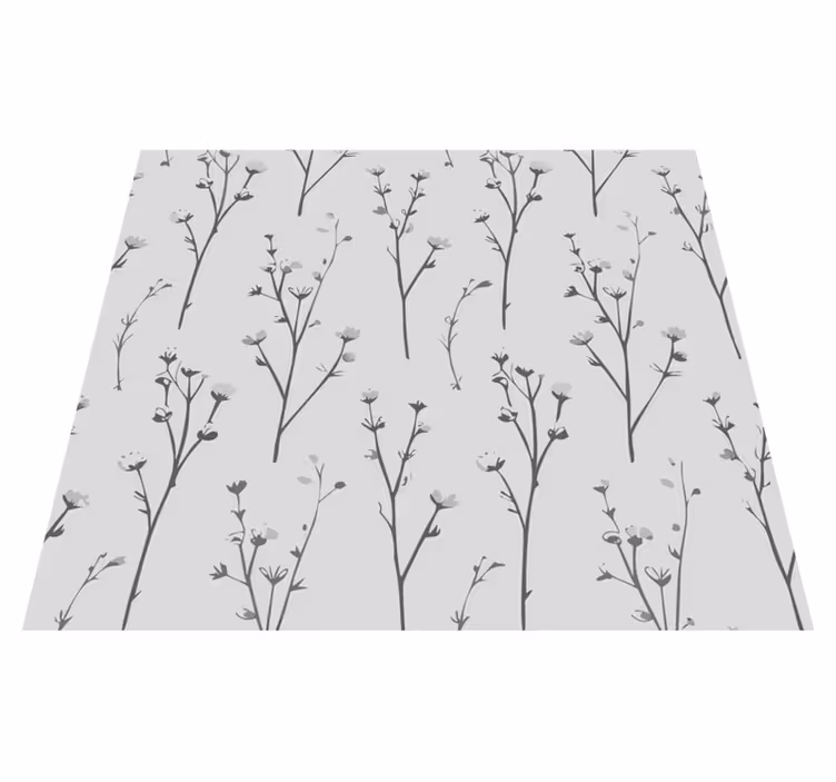 Alfombra vinílica gris con diseño de árbol de algodón - TenVinilo