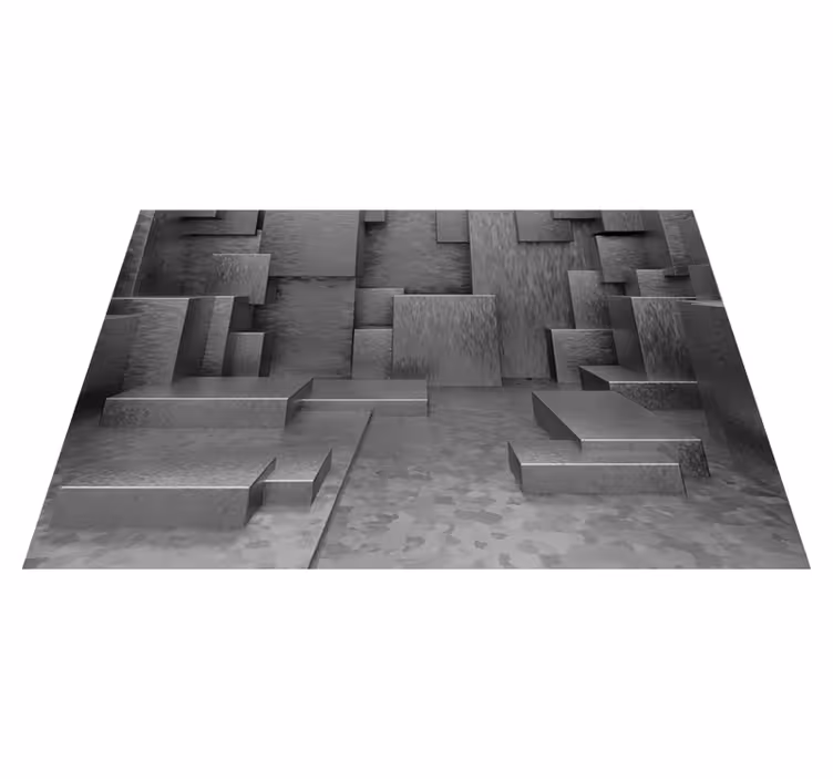 Alfombra vinílica gris bloques abstractos geométricos - TenVinilo