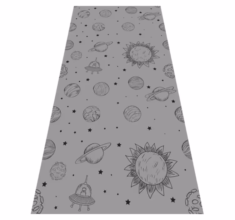 Alfombra vinílica gris exploración espacial - TenVinilo