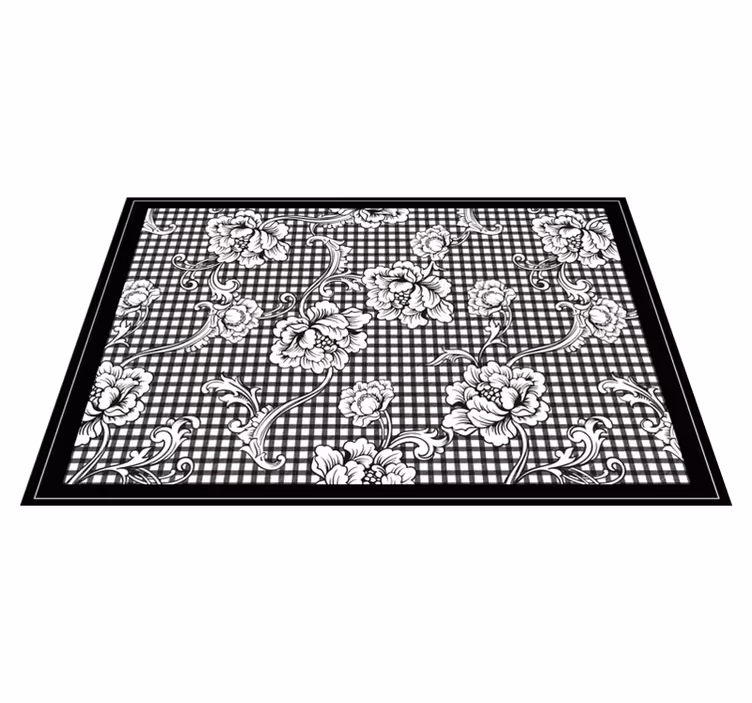 Alfombra vinílica gris con patrón de cuadros vintage - TenVinilo