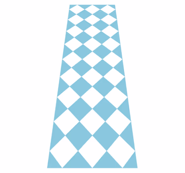 Alfombra vinílica pasillo diseño cuadrado azul y blanco - TenVinilo