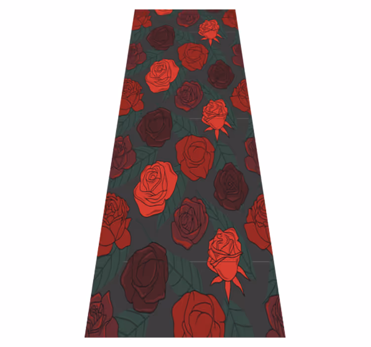 Alfombra vinílica pasillo rosas y hojas múltiples - TenVinilo
