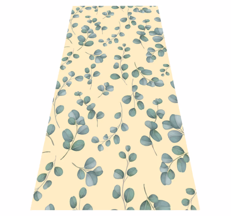 Alfombra vinílica beige con diseño de hojas de eucalipto - TenVinilo