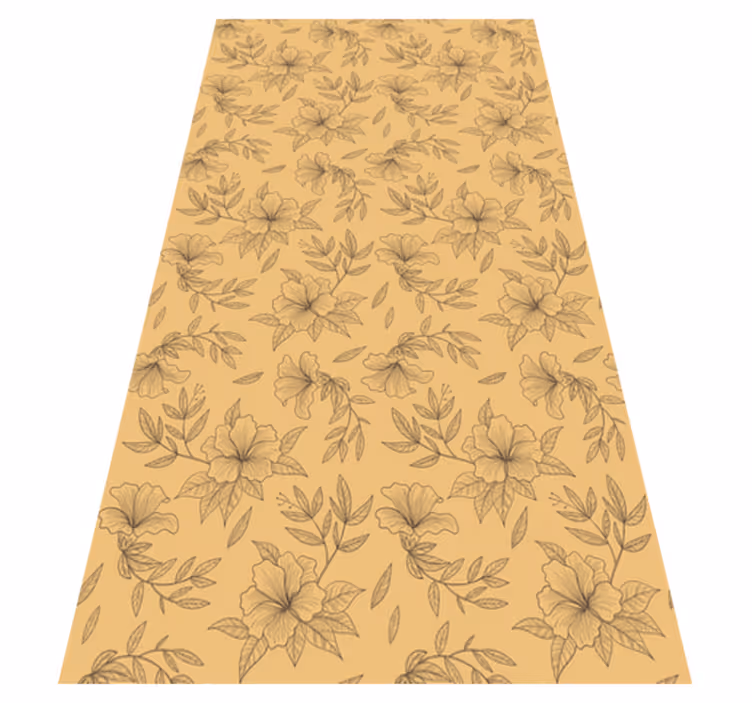 Alfombra vinílica beige flores silueta hermosa - TenVinilo
