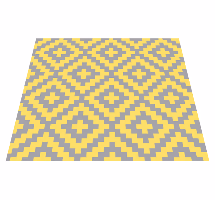 Alfombra vinílica amarilla patrón triángulos gris y amarillo - TenVinilo