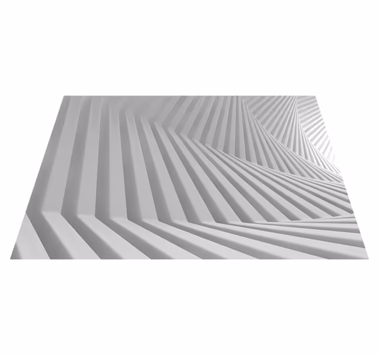 Alfombra vinílica blanca olas geométricas abstractas - TenVinilo