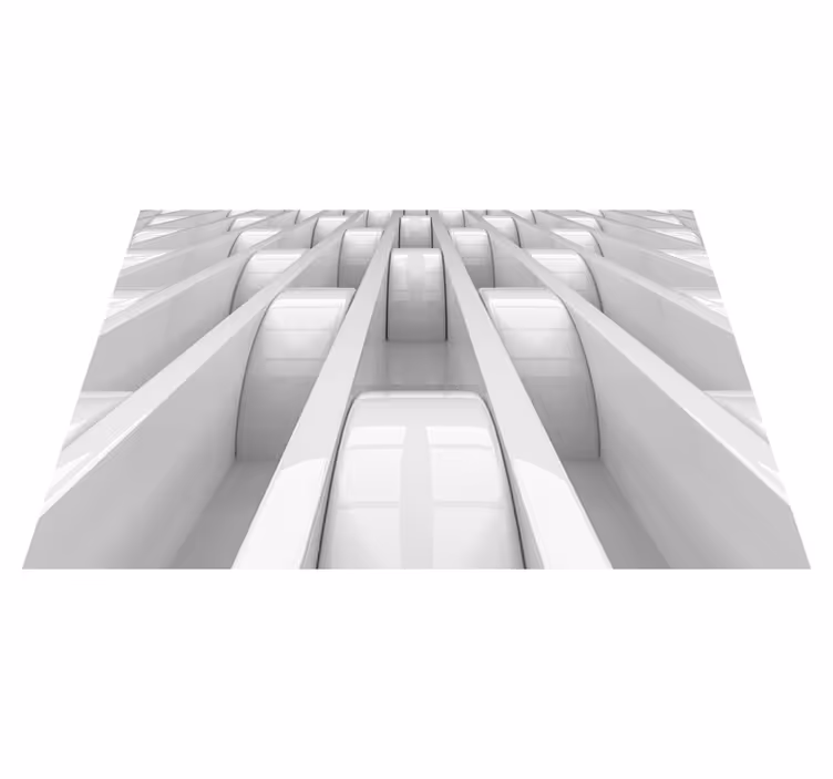 Alfombra vinílica blanca diseño 3d de formas geométricas - TenVinilo
