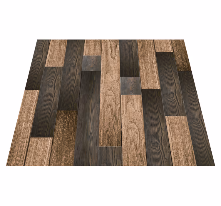 Alfombra vinílica marrón con patrones de madera elegantes - TenVinilo