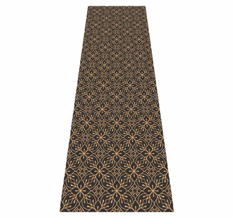 Alfombra vinílica marrón con diseño floral indio - TenVinilo
