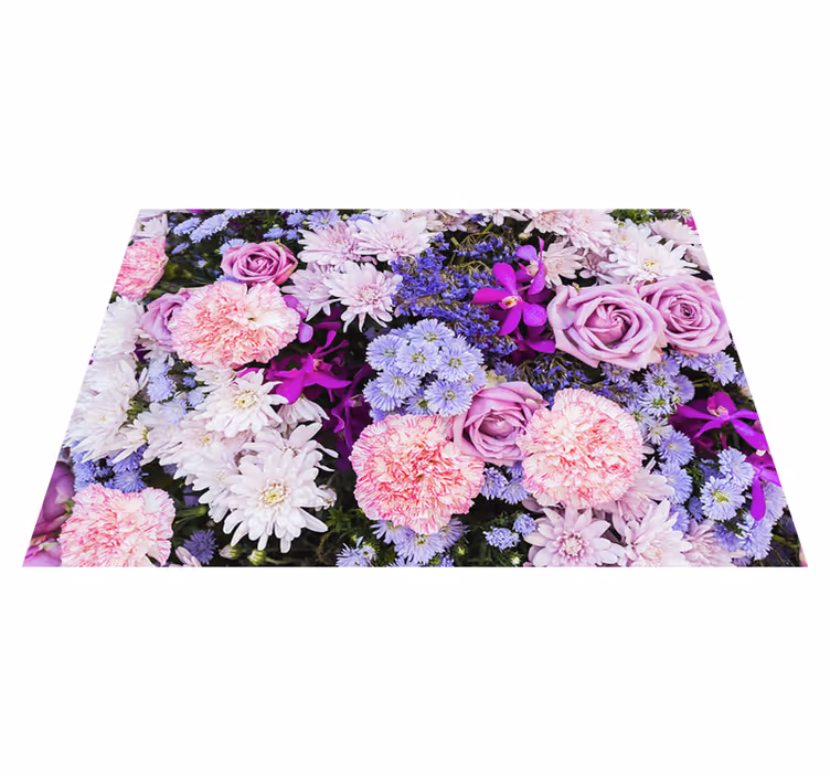Alfombra vinílica morada fondo de flores - TenVinilo