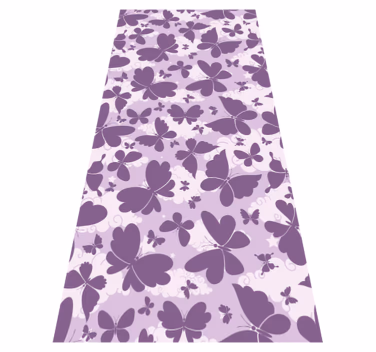 Alfombra vinílica morada con diseño de mariposas púrpuras - TenVinilo