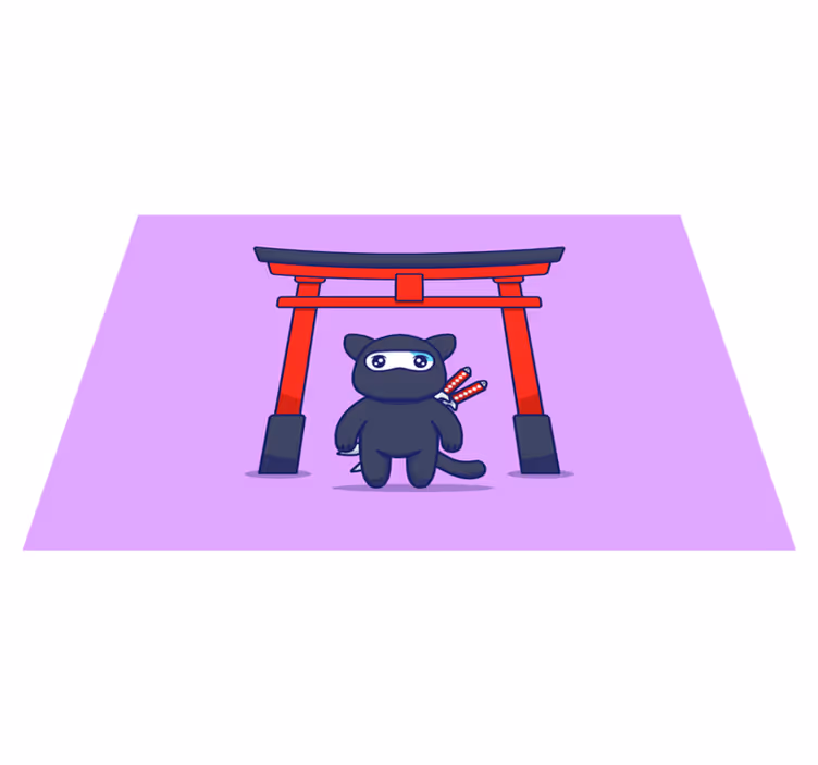 Alfombra vinílica morada gato ninja - TenVinilo