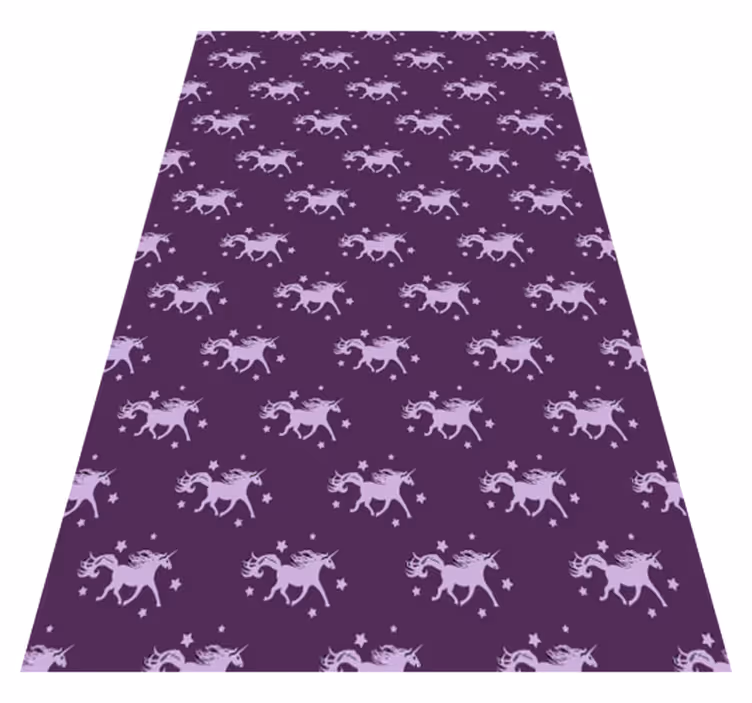 Alfombra vinílica morada unicornios simples fondo púrpura - TenVinilo