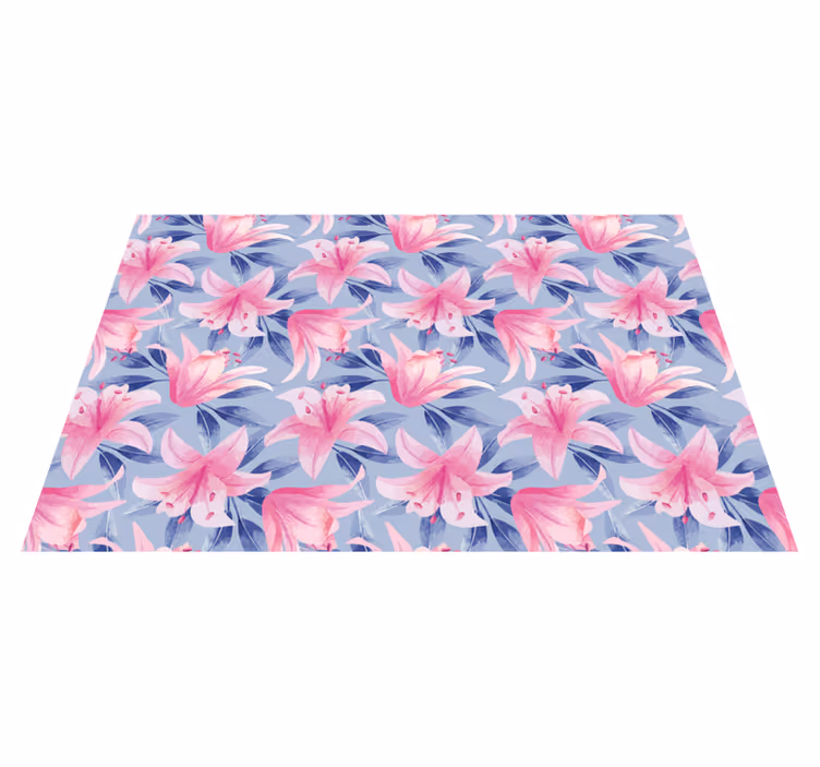 Alfombra vinílica morada ilustración floral acuarela - TenVinilo