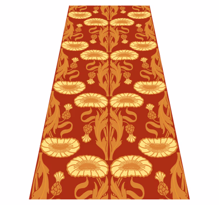 Alfombra vinílica naranja patrón de ornamento moderno - TenVinilo