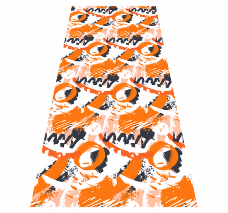 Alfombra vinílica naranja trazos de acuarela abstracta - TenVinilo