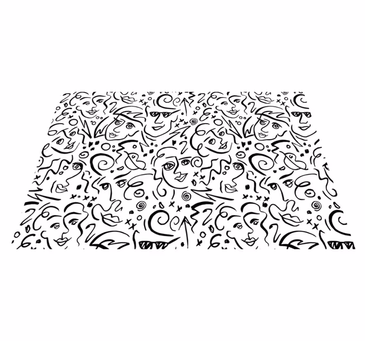 Alfombra vinílica negra arte graffiti blanco y negro - TenVinilo