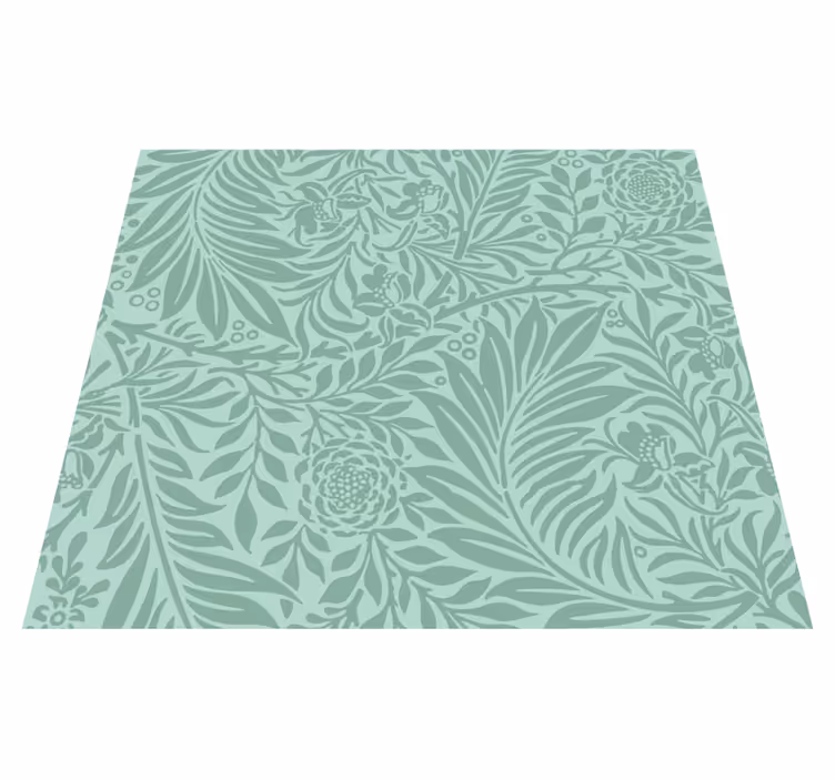 Alfombra vinílica verde con patrón vintage verde menta - TenVinilo