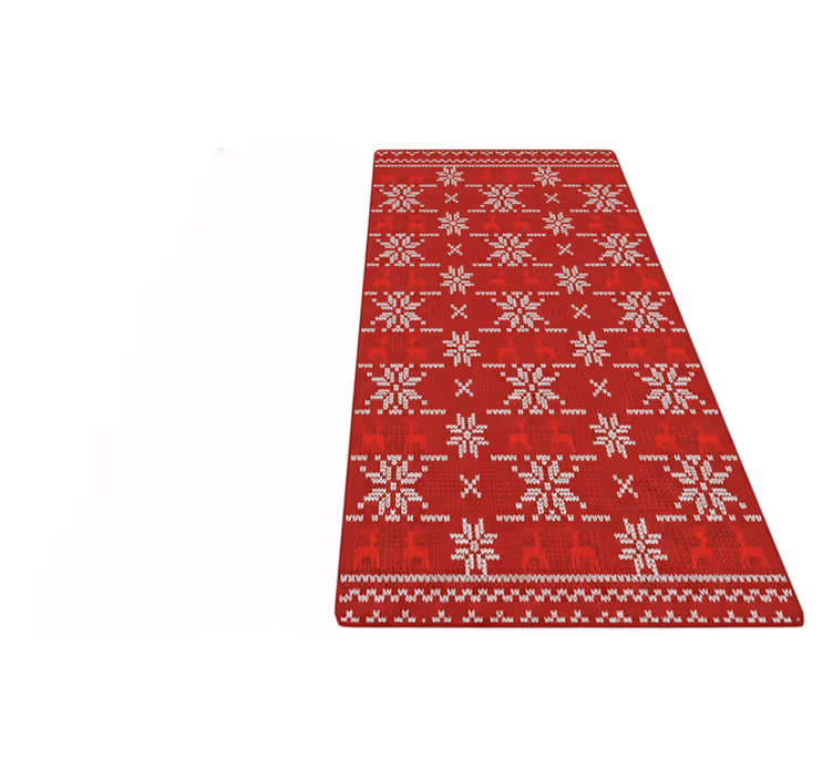 Alfombra vinílica roja con diseño navideño típico - TenVinilo